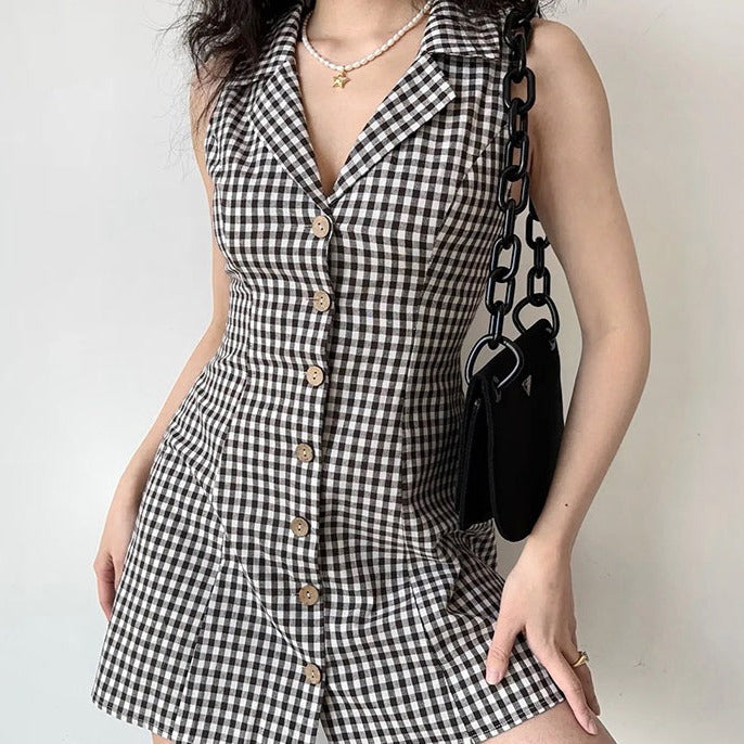 
            
                Load image into Gallery viewer, Vintage Film Houndstooth Dress ~ HANDMADE
            
        