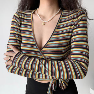 Colorful Striped Wrap Top // Earth Tones ~ HANDMADE