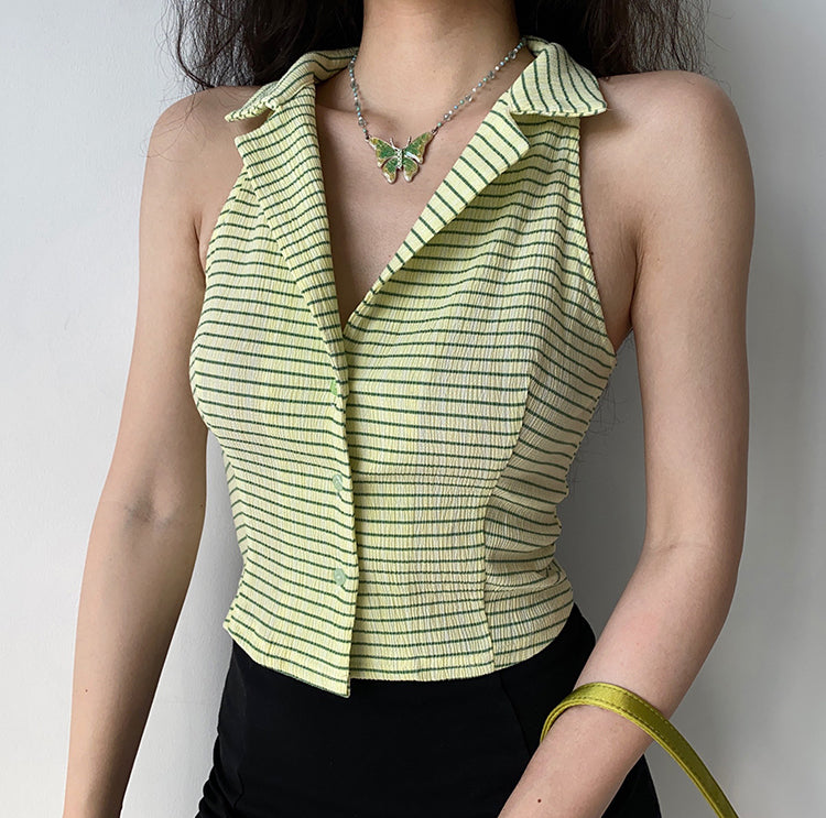 
            
                Load image into Gallery viewer, 80s Lime Button Vest ~ HANDMADE
            
        