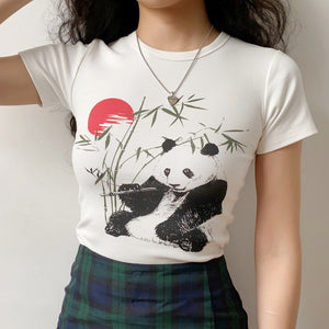 Bamboo Panda Graphic T-shirt [Handmade] - Pellucid