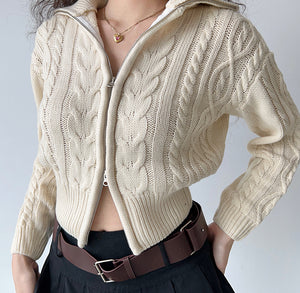 Zora Twist Double Zipper Cardigan