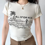 California Surfing Round Neck Tee ~ HANDMADE