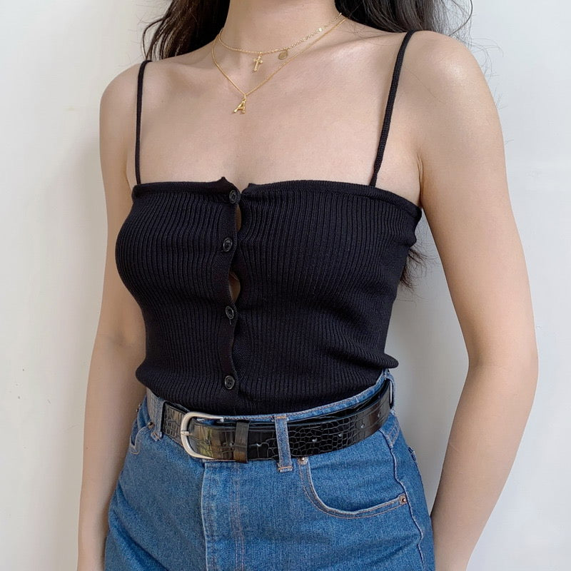 
            
                Load image into Gallery viewer, Knit Button Camisole - Pellucid
            
        