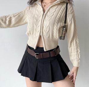 Zora Twist Double Zipper Cardigan