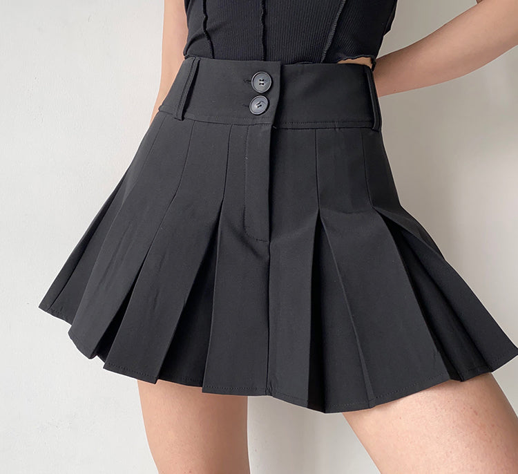 Campus Drama Button Pleated Skirt – Pellucid