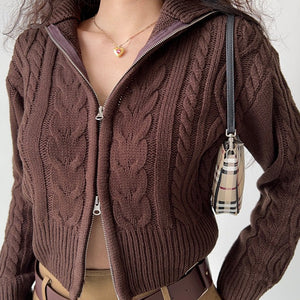 Zora Twist Double Zipper Cardigan