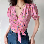 Pretty in Pink Floral Wrap Top