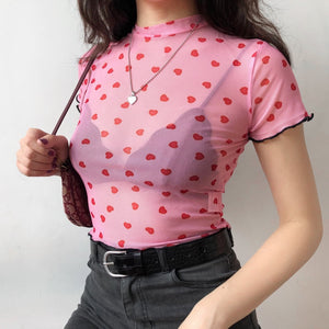 
            
                Load image into Gallery viewer, Pink Mesh Heart Top - Pellucid
            
        