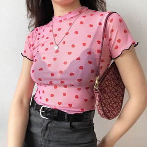 
            
                Load image into Gallery viewer, Pink Mesh Heart Top - Pellucid
            
        