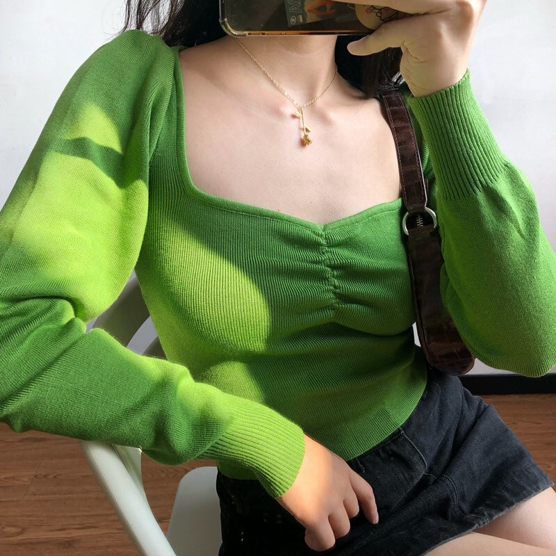 Green Oxford Knit Sweater ~ HANDMADE
