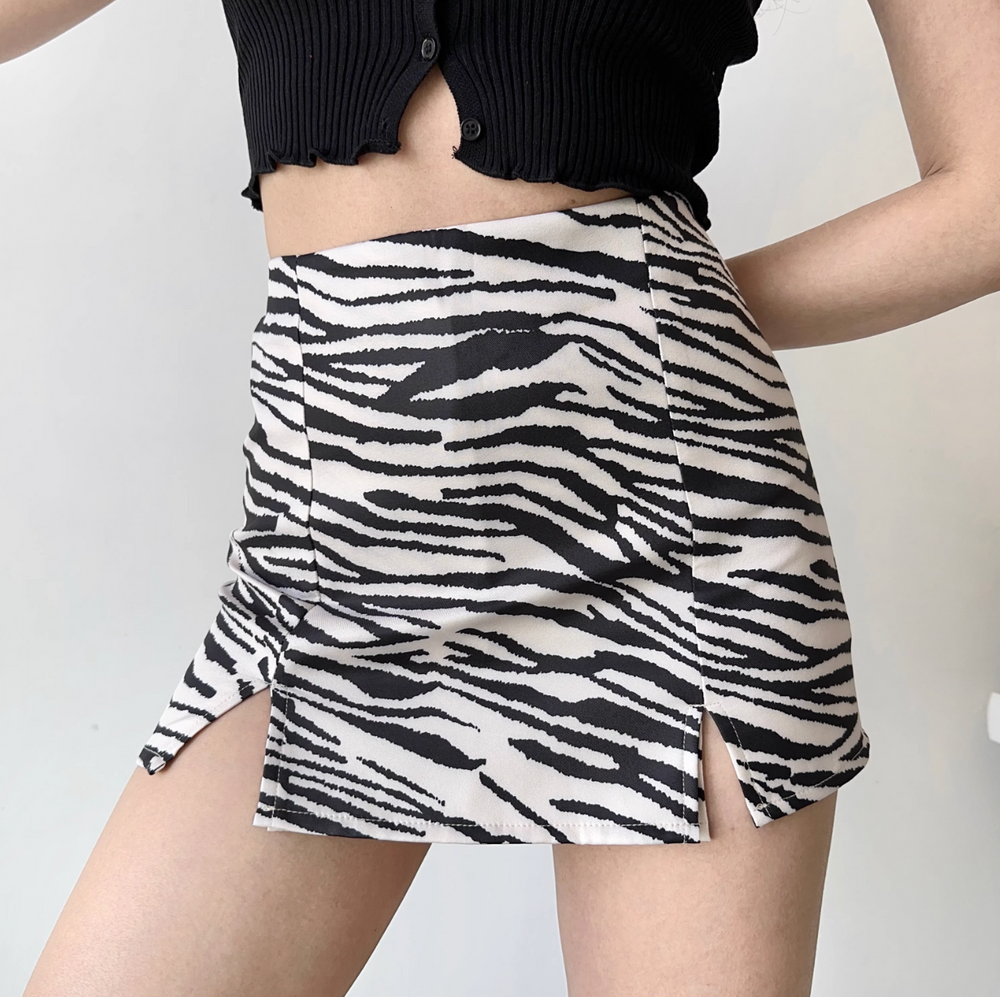 What's Next Zebra Split Skirt