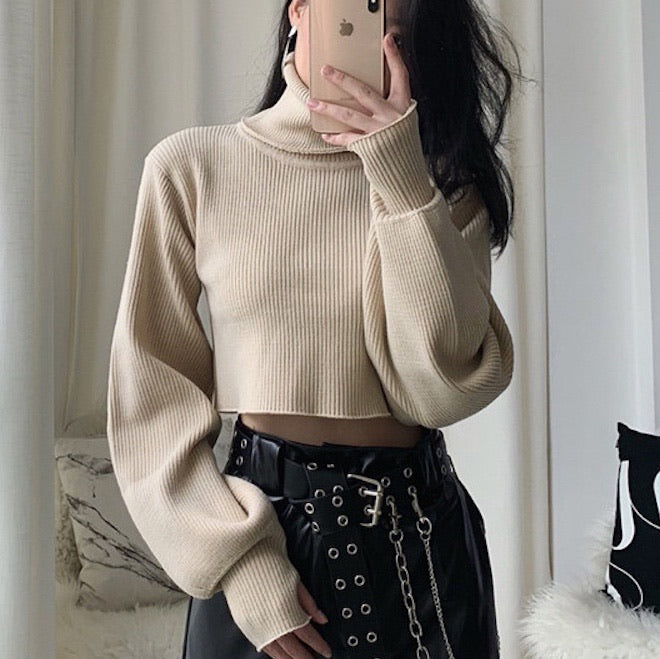 
            
                Load image into Gallery viewer, Chunky Knit Cropped Sweater - Pellucid
            
        